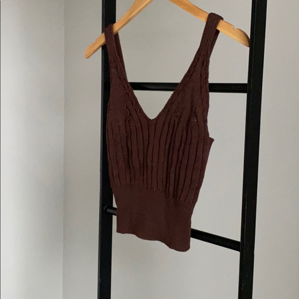 Zara Brown Knit Sweater Tank Top